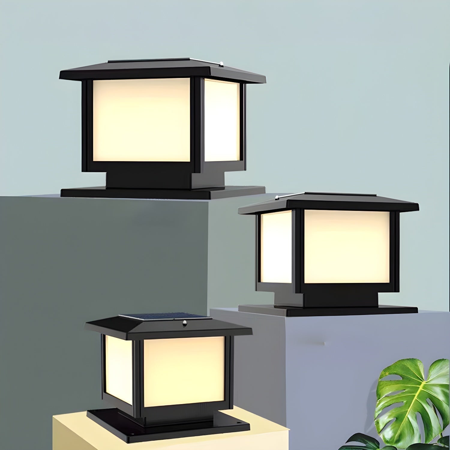 Ray Pavilion-style Square Solar Outdoor Post Light - Lamp Outdoor