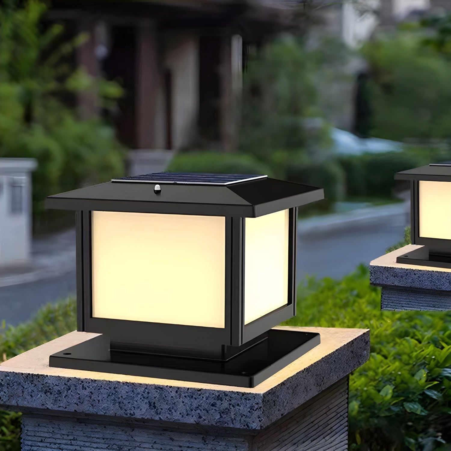 Ray Pavilion-style Square Solar Outdoor Post Light - Lamp Outdoor