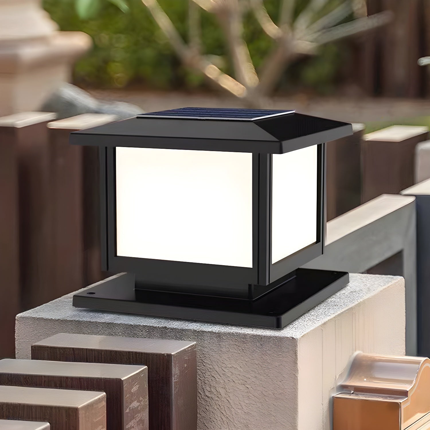 Ray Pavilion-style Square Solar Outdoor Post Light - Lamp Outdoor