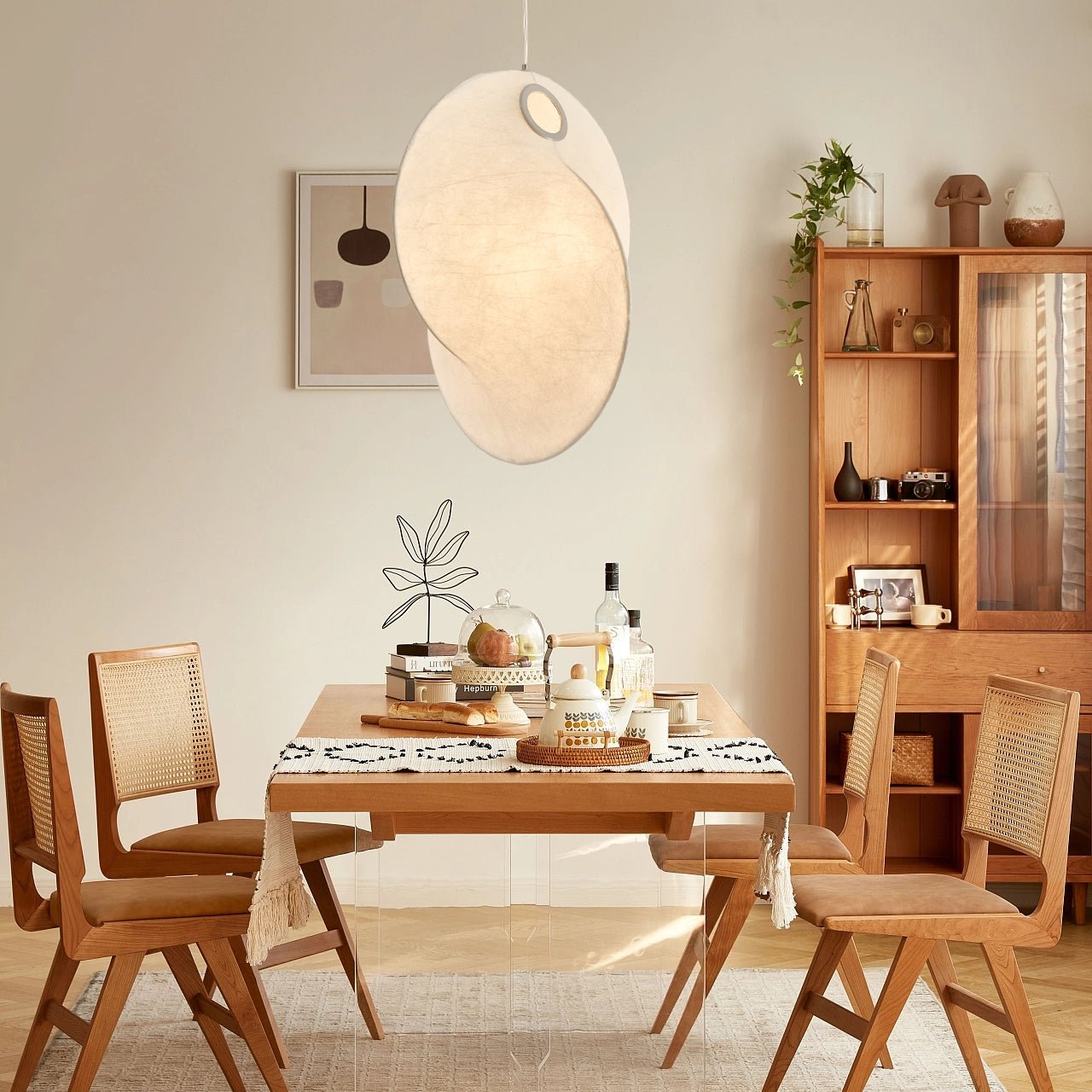 Verine Sculptural Mulberry Silk Pendant Light - Lamp Outdoor