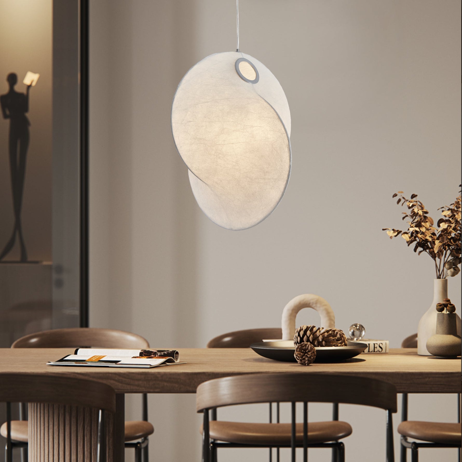 Verine Sculptural Mulberry Silk Pendant Light - Lamp Outdoor