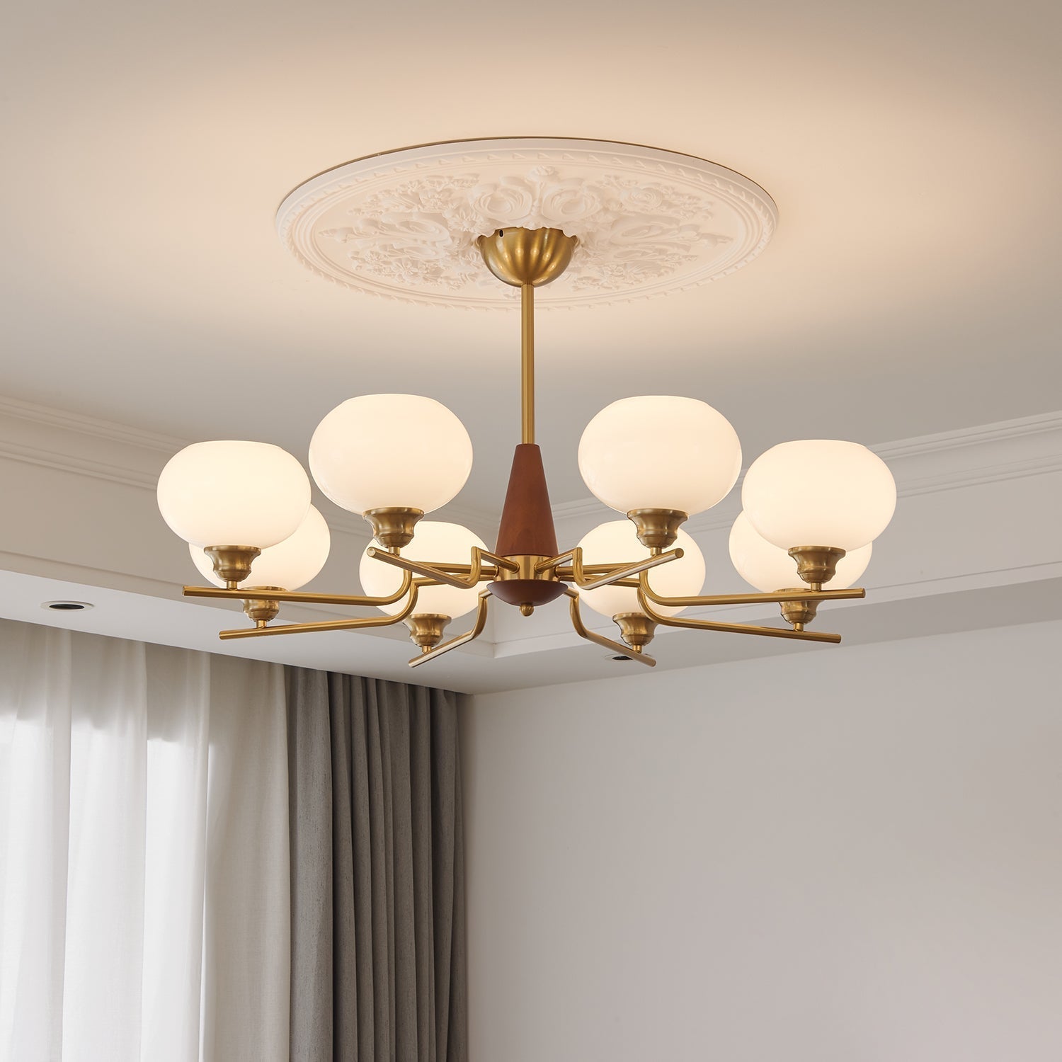 Celeste Sphere Walnut Chandelier - Lamp Outdoor