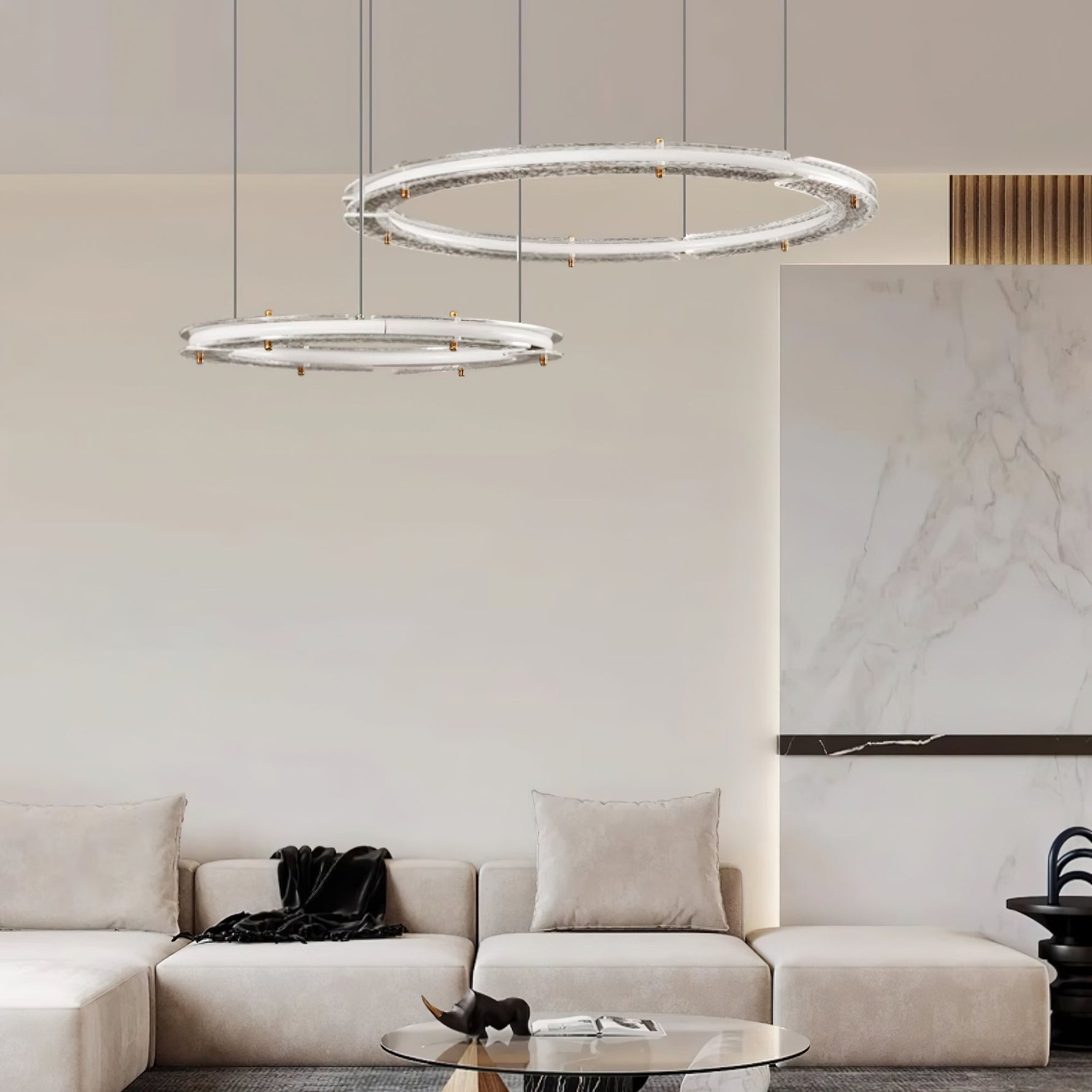 Lunara Dual-Ring Crystal Chandelier - Lamp Outdoor