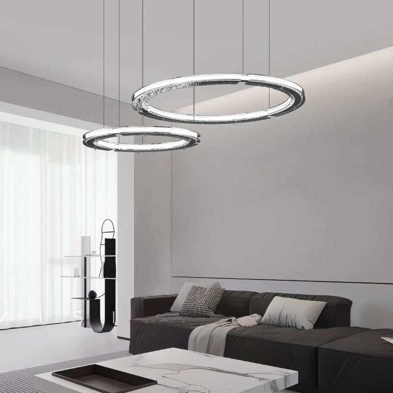 Lunara Dual-Ring Crystal Chandelier - Lamp Outdoor