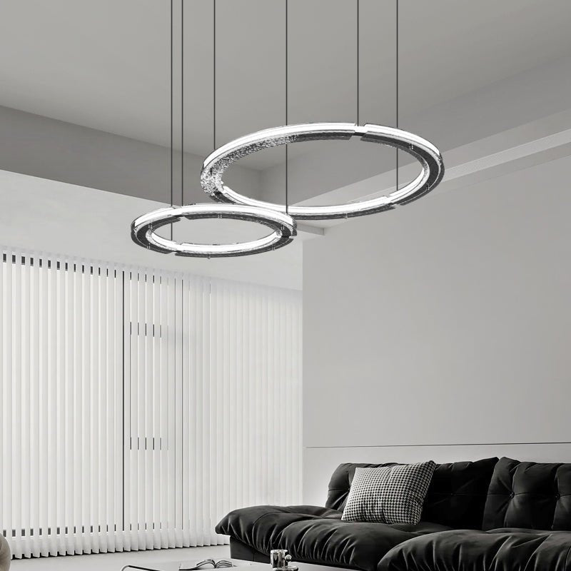 Lunara Dual-Ring Crystal Chandelier - Lamp Outdoor