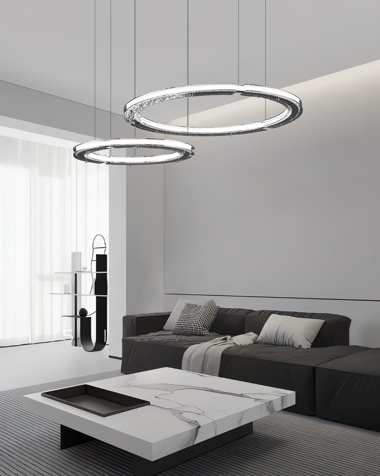 Lunara Dual-Ring Crystal Chandelier - Lamp Outdoor