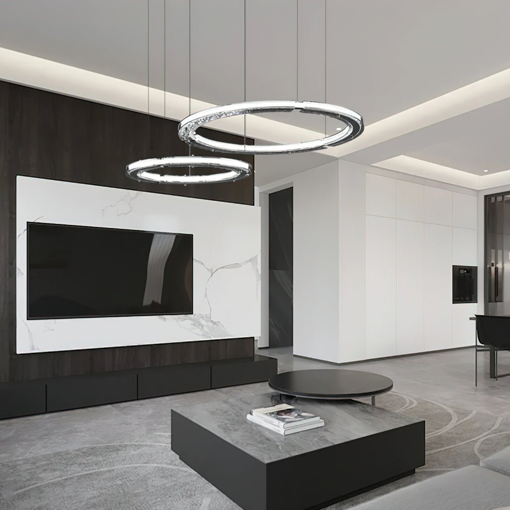 Lunara Dual-Ring Crystal Chandelier - Lamp Outdoor