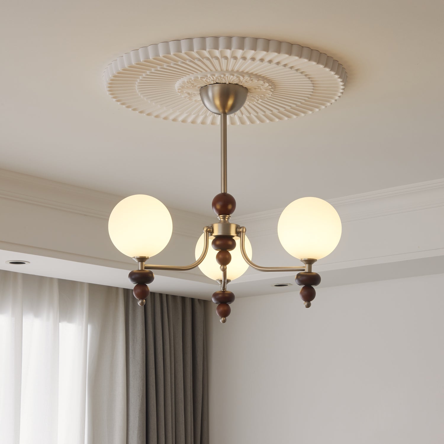 Celestial Sphere Walnut Chandelier - Lamp Outdoor