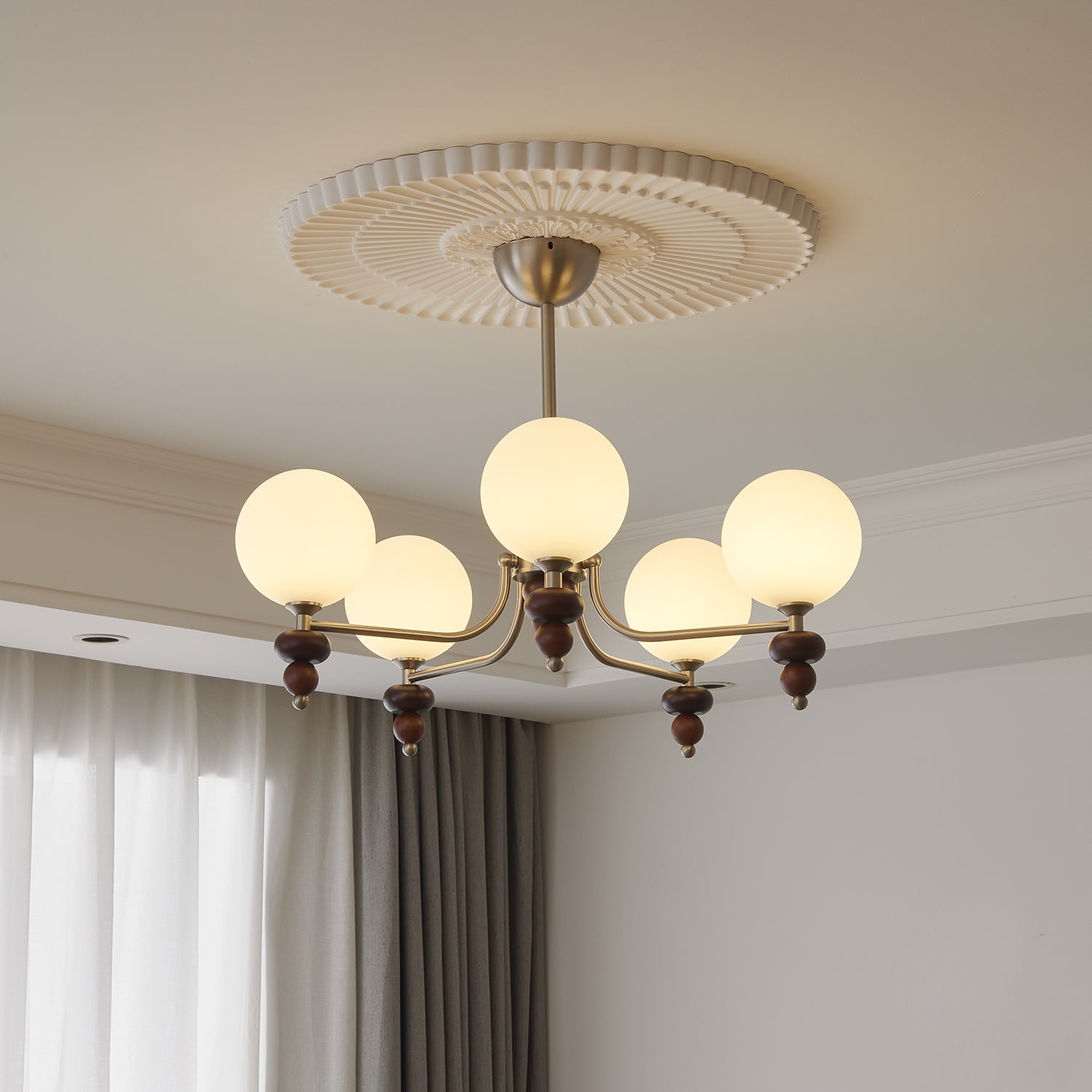 Celestial Sphere Walnut Chandelier - Lamp Outdoor