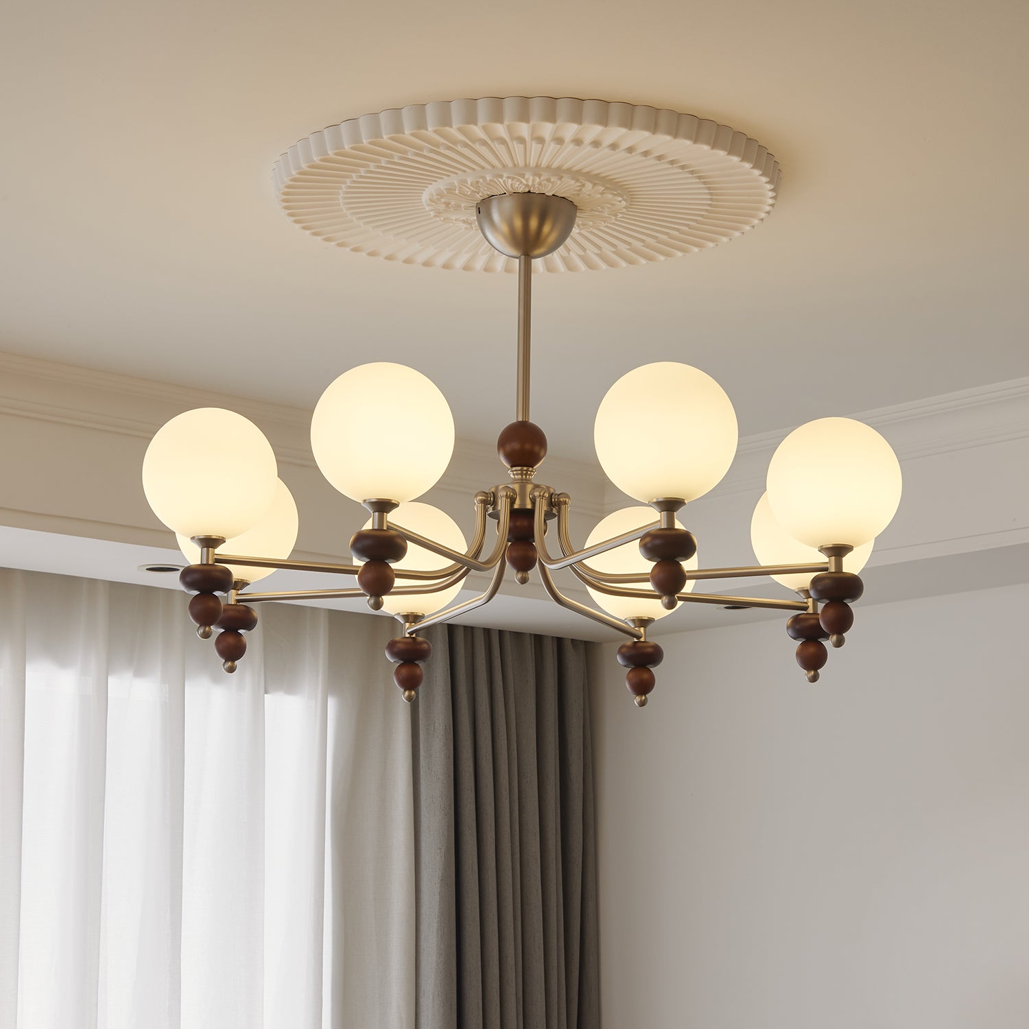 Celestial Sphere Walnut Chandelier - Lamp Outdoor