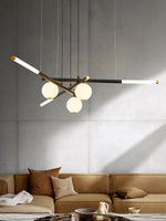 Chandelier Black White Rods and Globe Modern - Lamp Outdoor