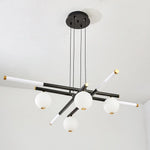 Chandelier Black White Rods and Globe Modern - Lamp Outdoor