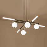 Chandelier Black White Rods and Globe Modern - Lamp Outdoor