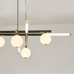 Chandelier Black White Rods and Globe Modern - Lamp Outdoor