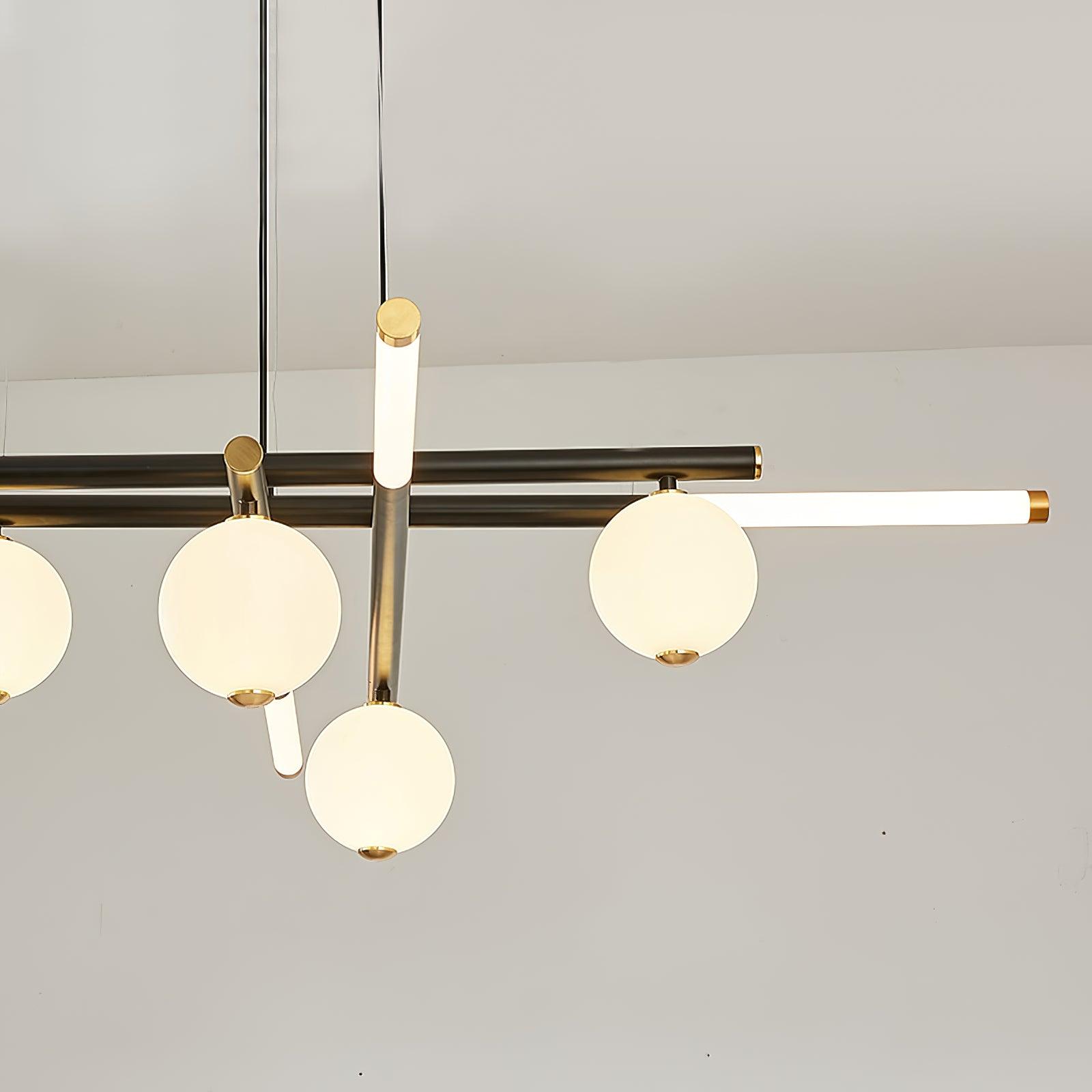 Chandelier Black White Rods and Globe Modern - Lamp Outdoor