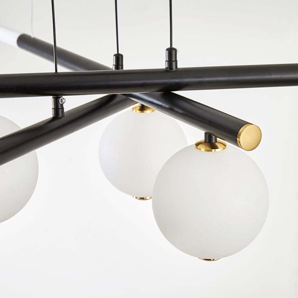 Chandelier Black White Rods and Globe Modern - Lamp Outdoor