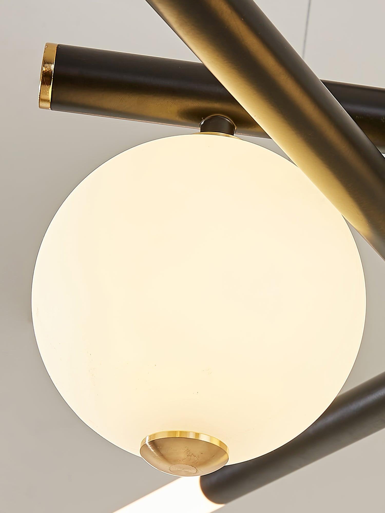 Chandelier Black White Rods and Globe Modern - Lamp Outdoor