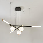 Chandelier Black White Rods and Globe Modern - Lamp Outdoor