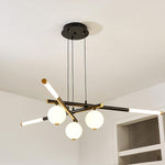 Chandelier Black White Rods and Globe Modern - Lamp Outdoor