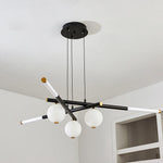 Chandelier Black White Rods and Globe Modern - Lamp Outdoor
