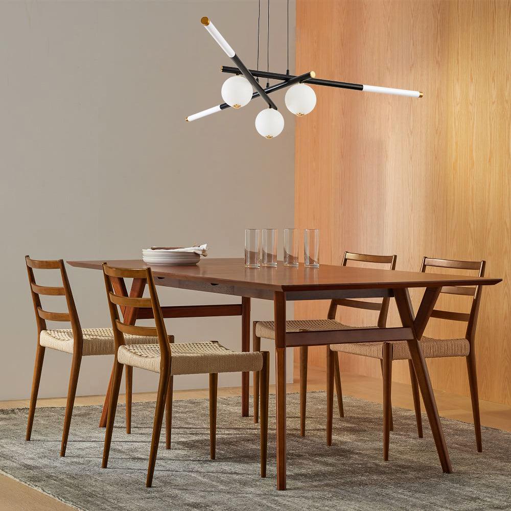 Chandelier Black White Rods and Globe Modern - Lamp Outdoor