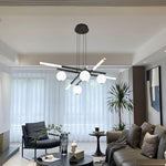 Chandelier Black White Rods and Globe Modern - Lamp Outdoor