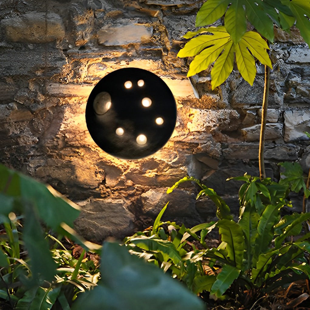 Round Creative Cement Lunar Crater Waterproof LED Outdoor Wall Lamp - Lamp Outdoor