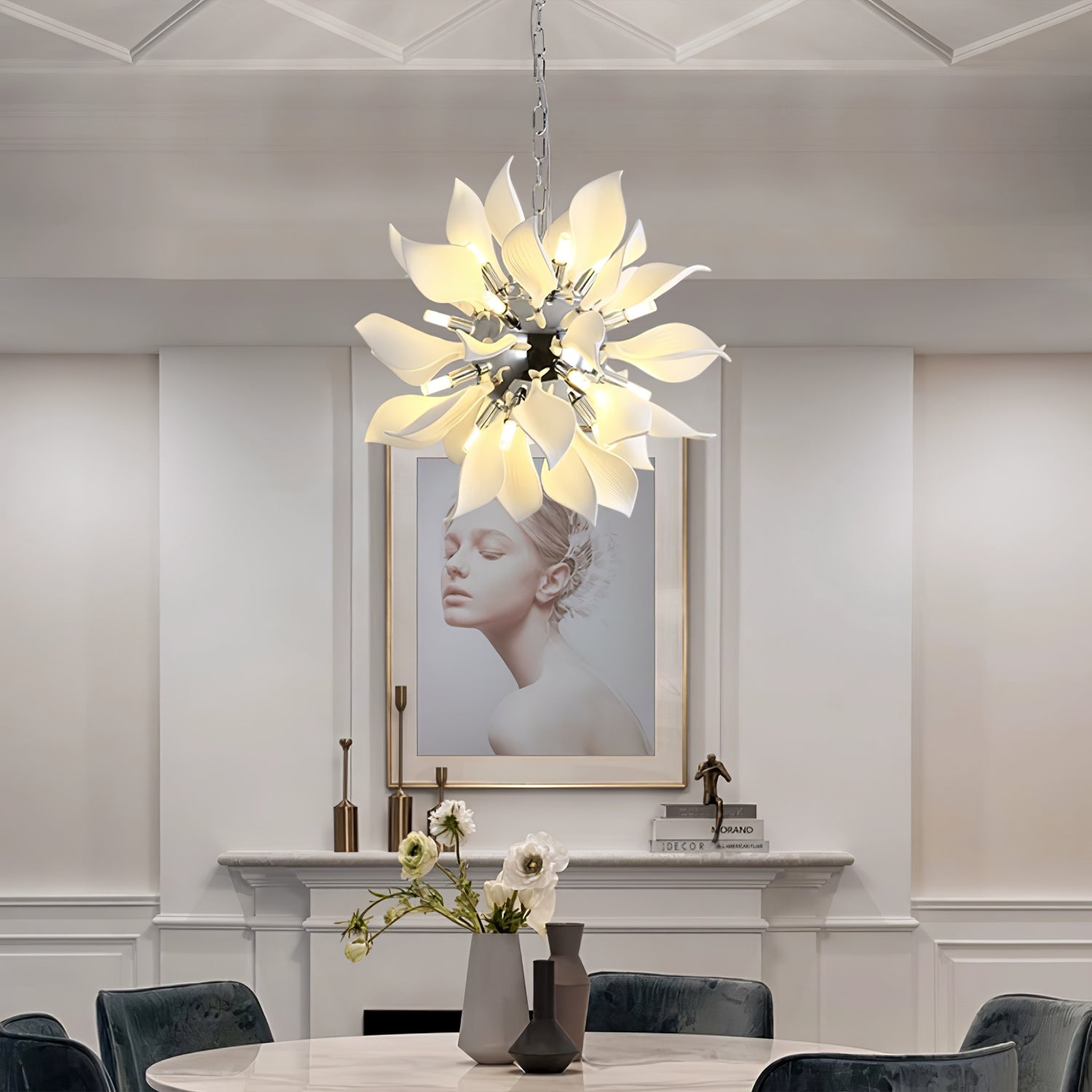 Ceramic Petals Blooming Chandelier - Lamp Outdoor