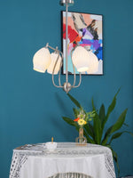 Lustra Chandelier Ceramic Ribbed Sculptural Glass Elegant - Letslighting