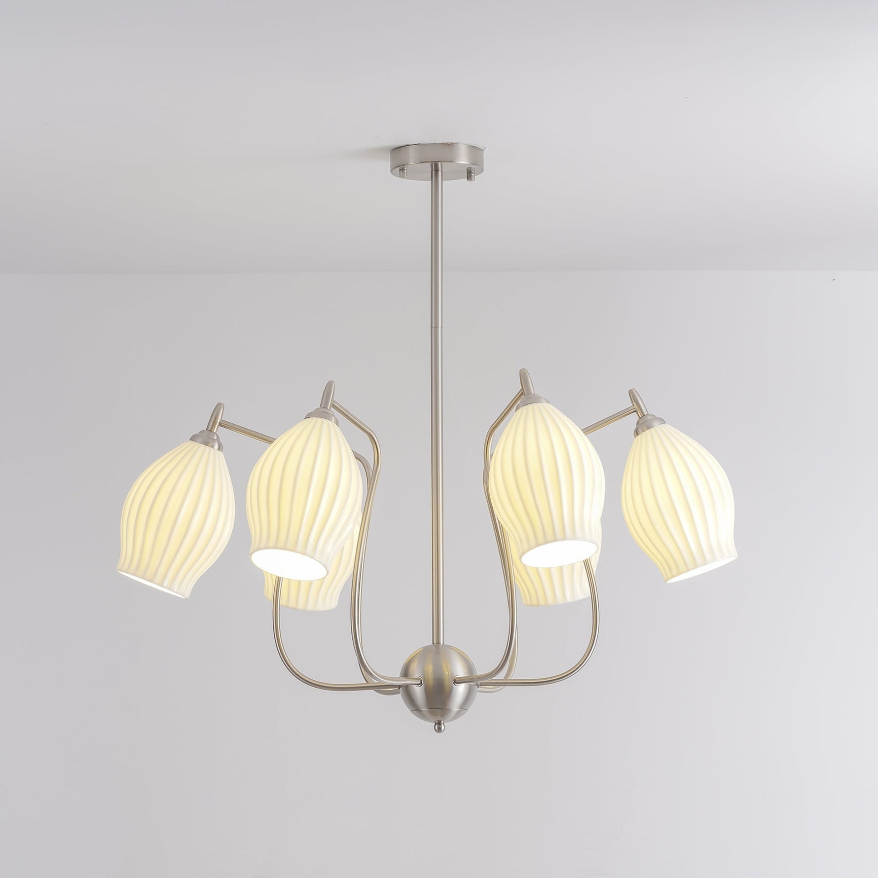 Lustra Chandelier Ceramic Ribbed Sculptural Glass Elegant - Letslighting