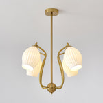Lustra Chandelier Ceramic Ribbed Sculptural Glass Elegant - Letslighting