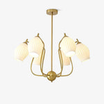 Lustra Chandelier Ceramic Ribbed Sculptural Glass Elegant - Letslighting