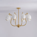 Lustra Chandelier Ceramic Ribbed Sculptural Glass Elegant - Letslighting
