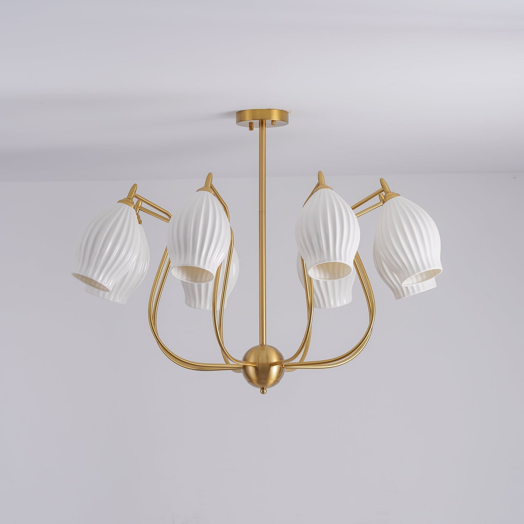 Lustra Chandelier Ceramic Ribbed Sculptural Glass Elegant - Letslighting