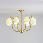 Lustra Chandelier Ceramic Ribbed Sculptural Glass Elegant - Letslighting
