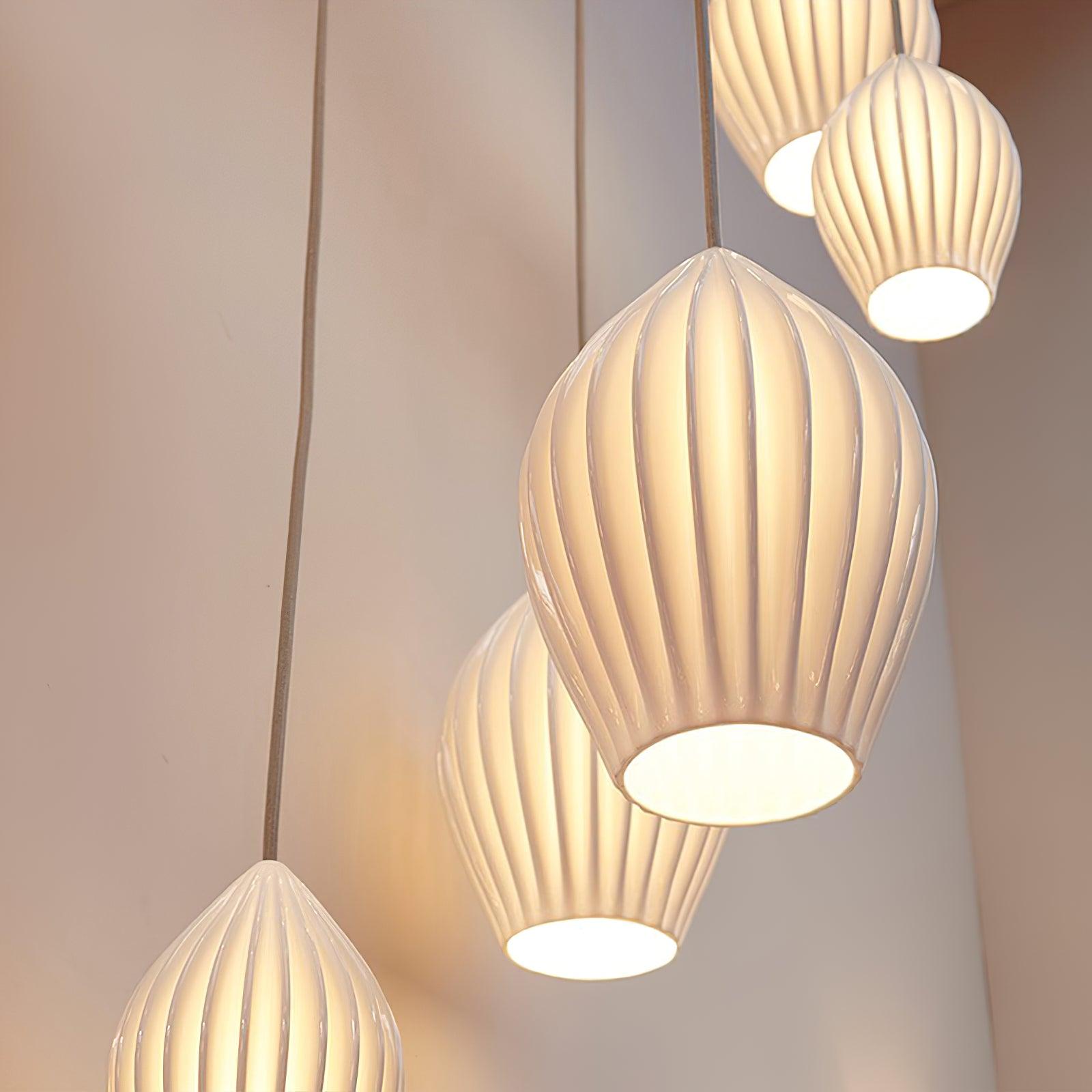 Ceramic Ribbed Pendant Light - Lamp Outdoor