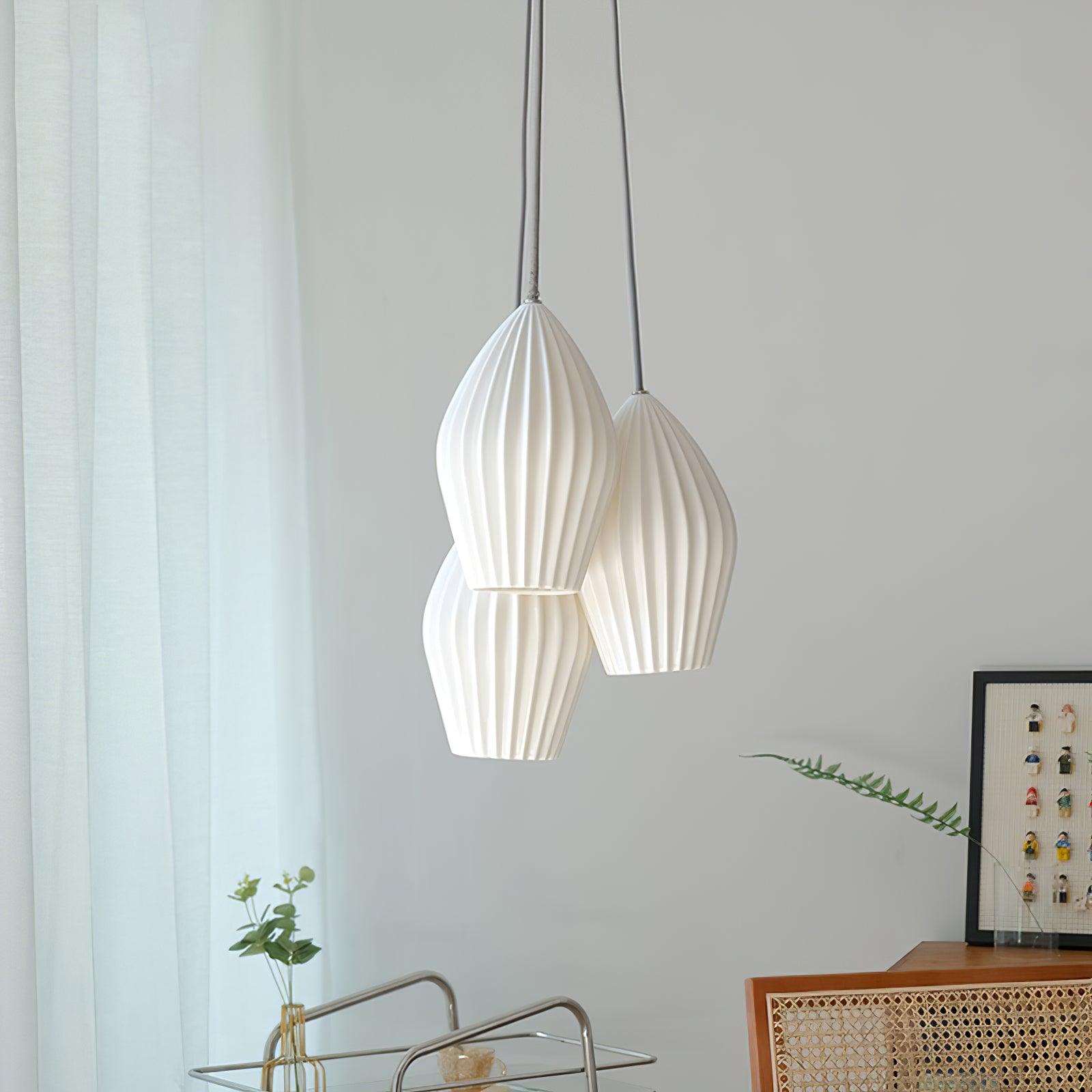 Ceramic Ribbed Pendant Light - Lamp Outdoor