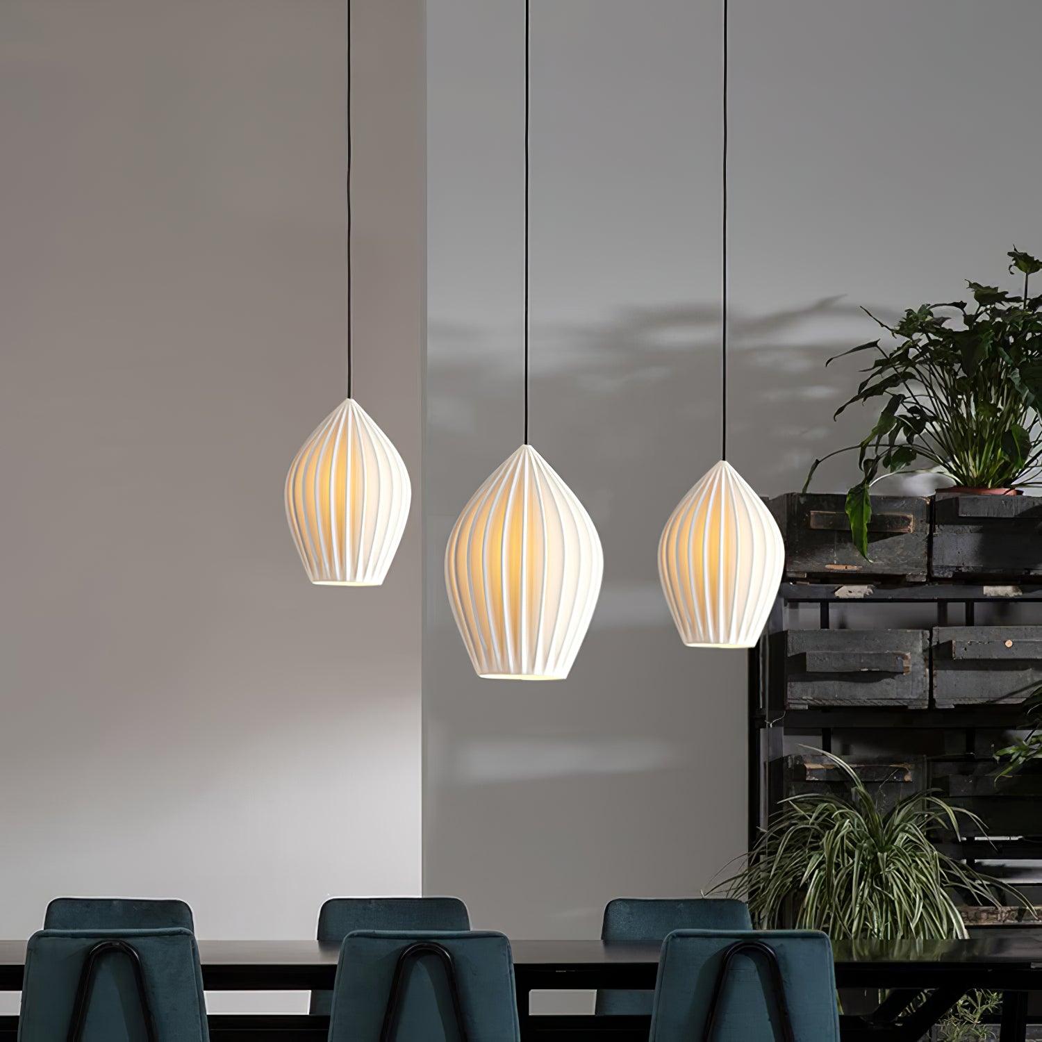 Ceramic Ribbed Pendant Light - Lamp Outdoor