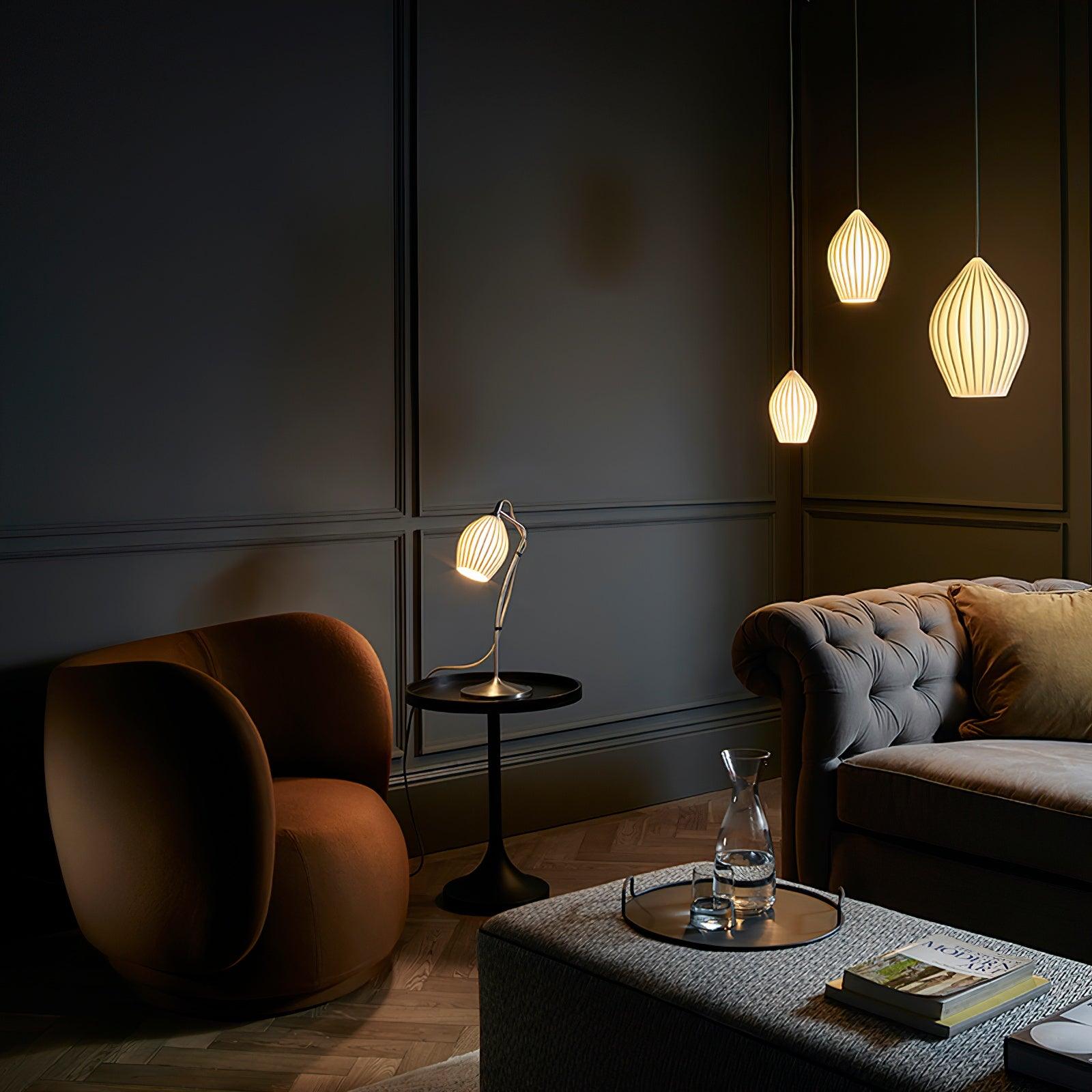 Ceramic Ribbed Pendant Light - Lamp Outdoor