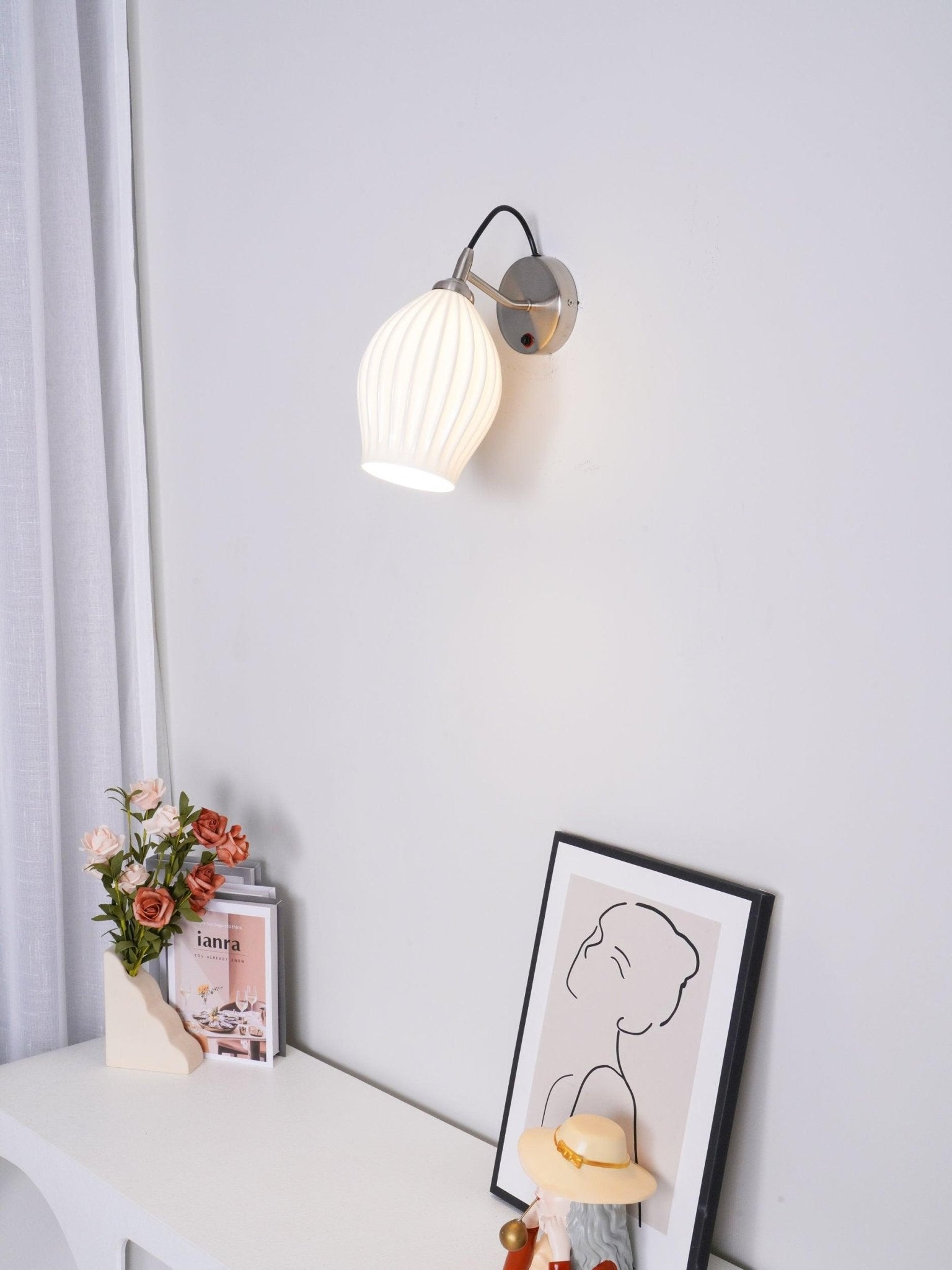 Zotalisra Modern Minimalist Ribbed Ceramic Wall light - Lamp Outdoor