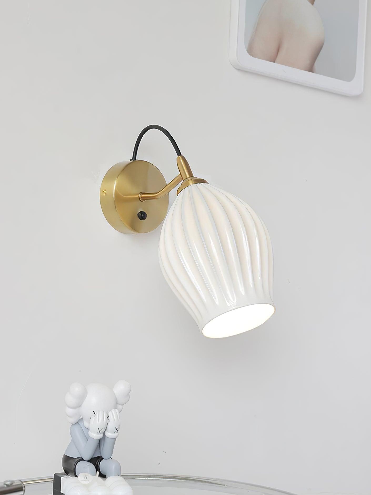 Zotalisra Modern Minimalist Ribbed Ceramic Wall light - Lamp Outdoor