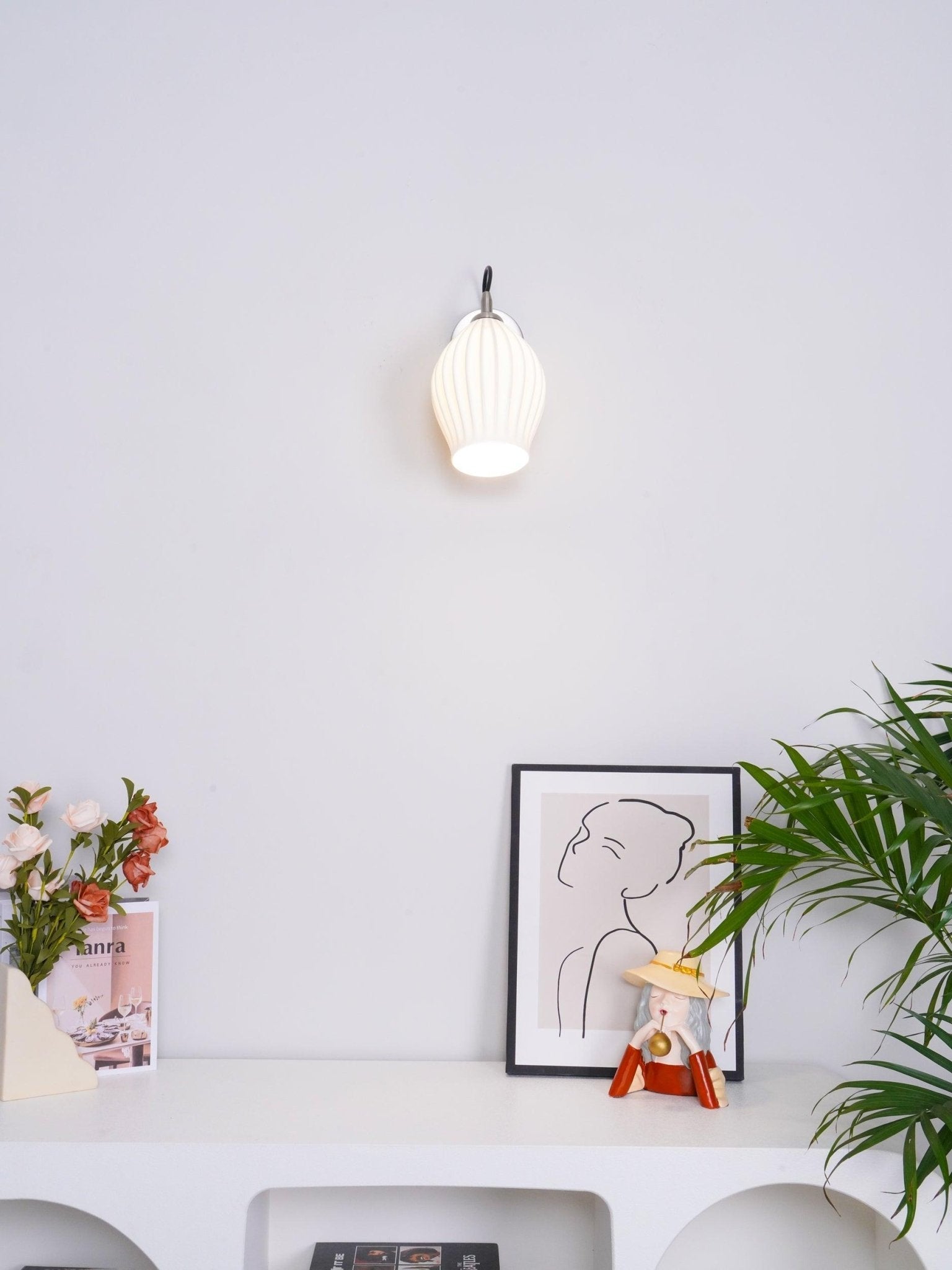 Zotalisra Modern Minimalist Ribbed Ceramic Wall light - Lamp Outdoor