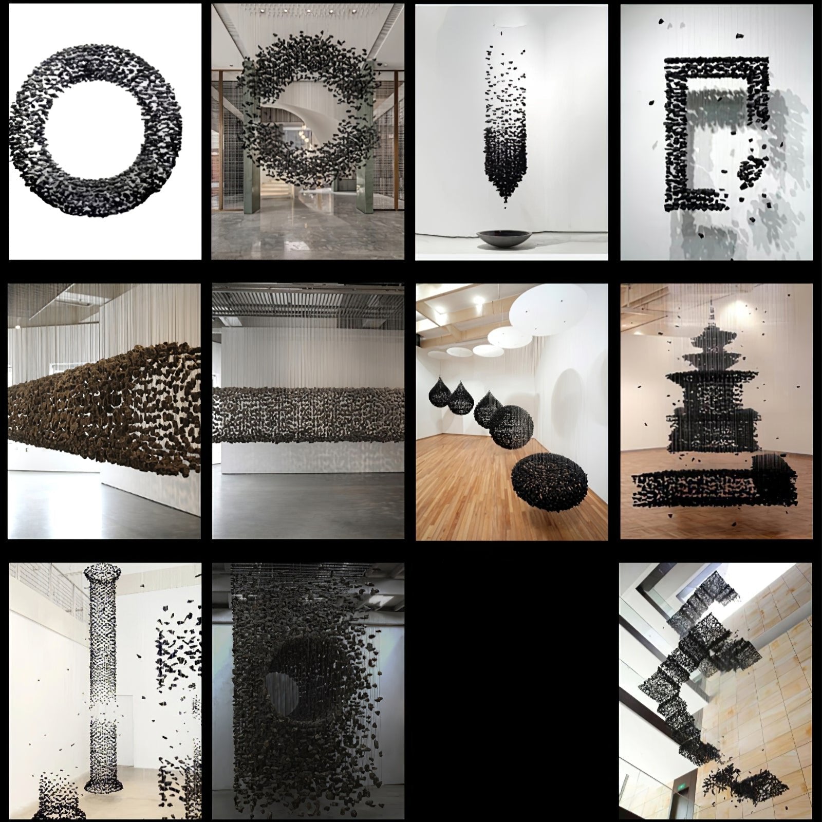 Arsilus Charcoal Stone Shape Hourglass Sculptural Chandelier - Lamp Outdoor