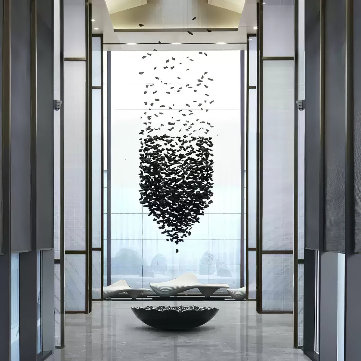 Arsilus Charcoal Stone Shape Hourglass Sculptural Chandelier - Lamp Outdoor