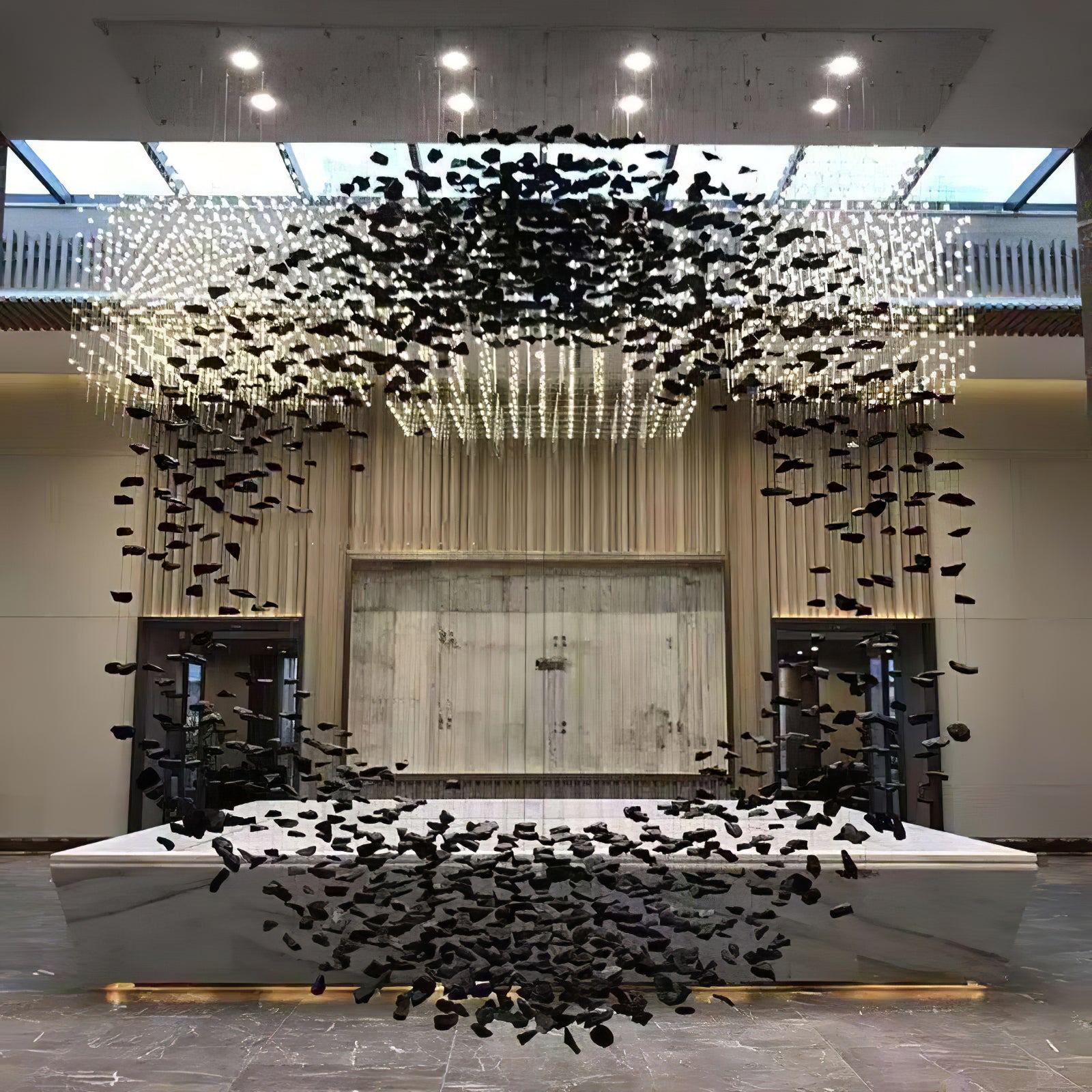 Arsilus Charcoal Stone Sculptural Chandelier - Lamp Outdoor