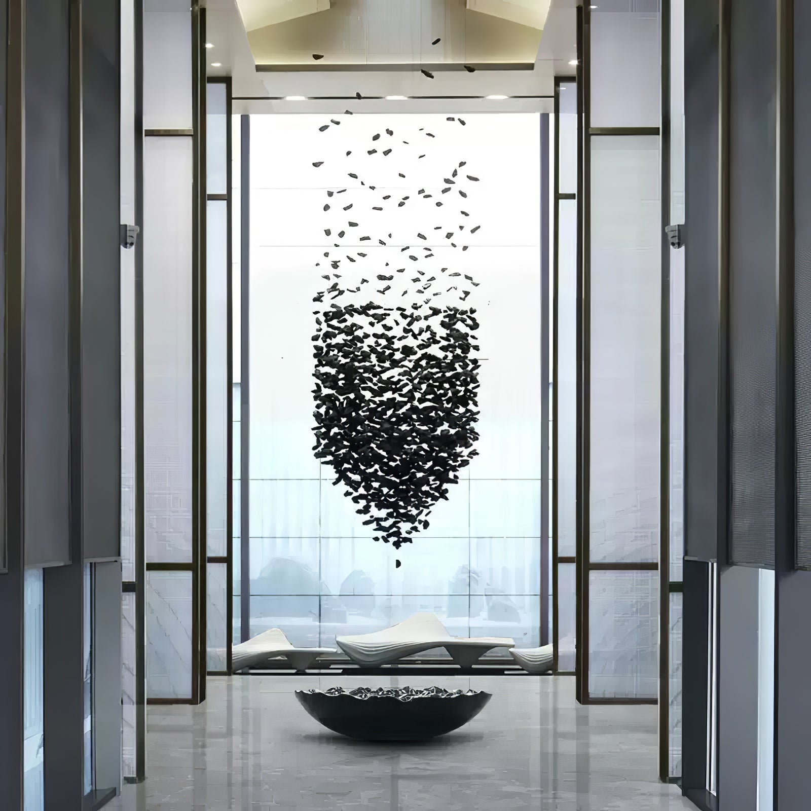 Arsilus Charcoal Stone Sculptural Chandelier Orbicular - Lamp Outdoor