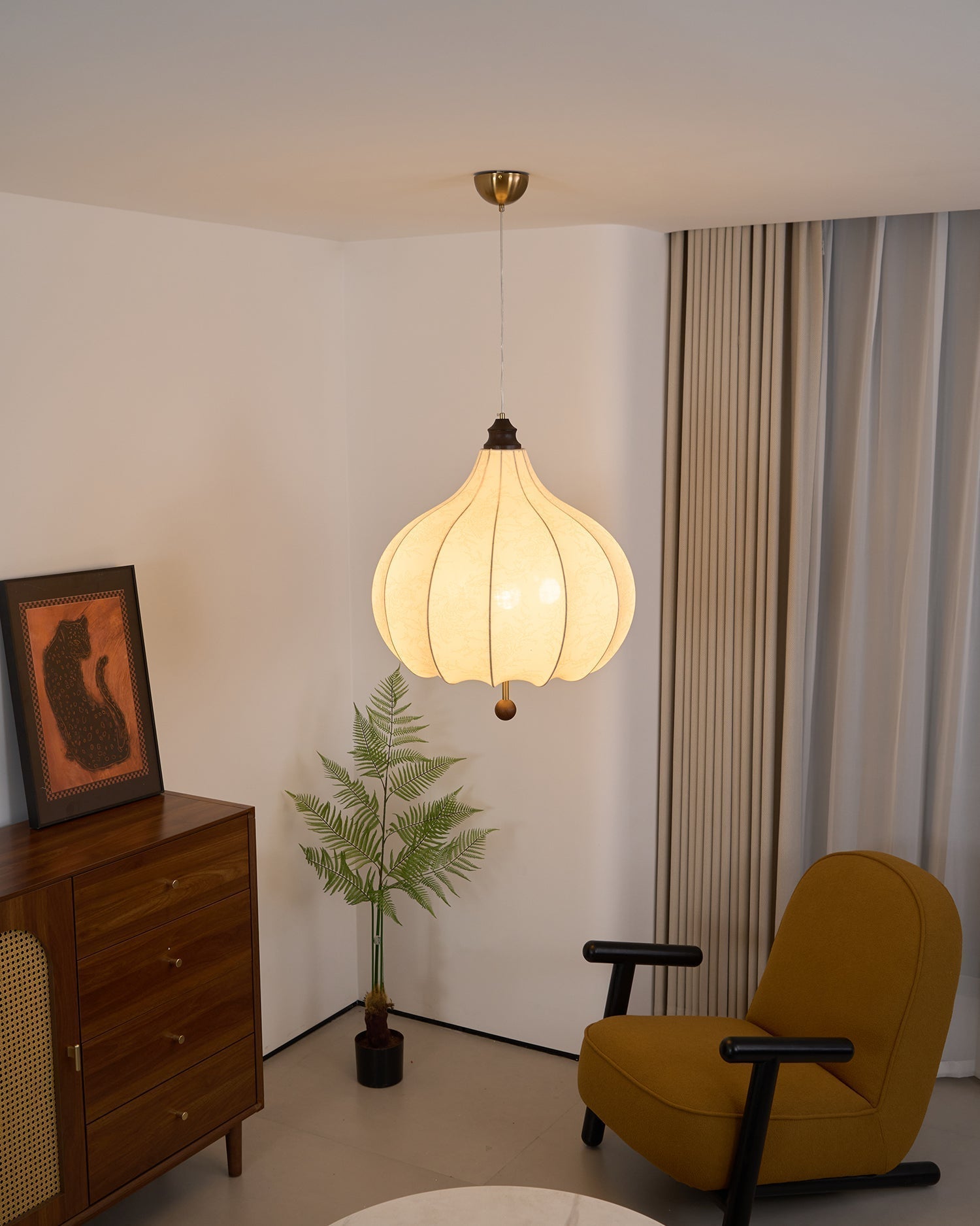 Chestnut Fabric Pendant Light - Lamp Outdoor