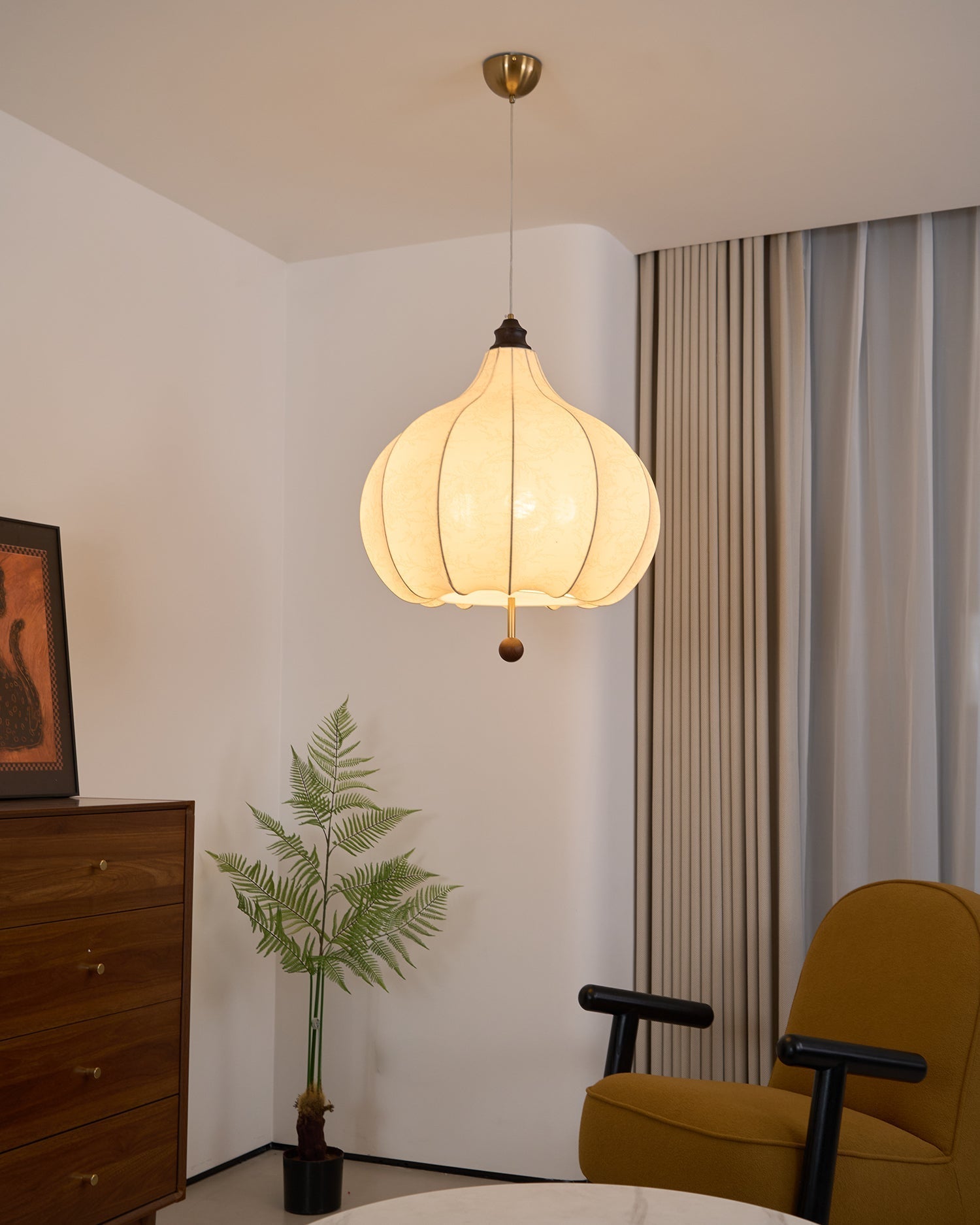Chestnut Fabric Pendant Light - Lamp Outdoor