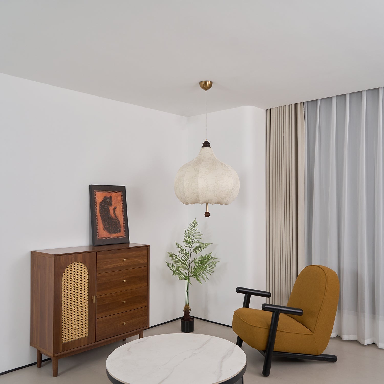 Chestnut Fabric Pendant Light - Lamp Outdoor