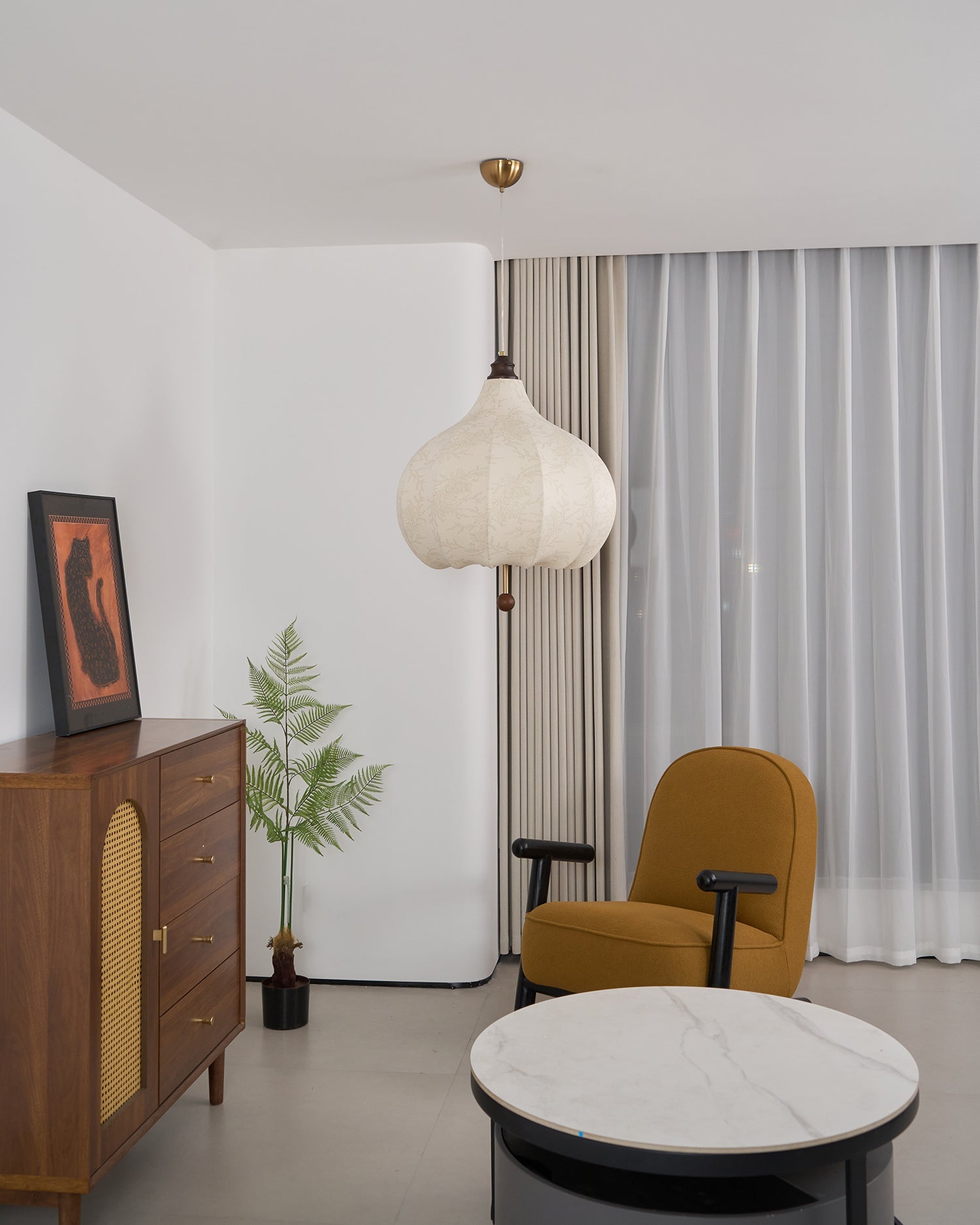 Chestnut Fabric Pendant Light - Lamp Outdoor